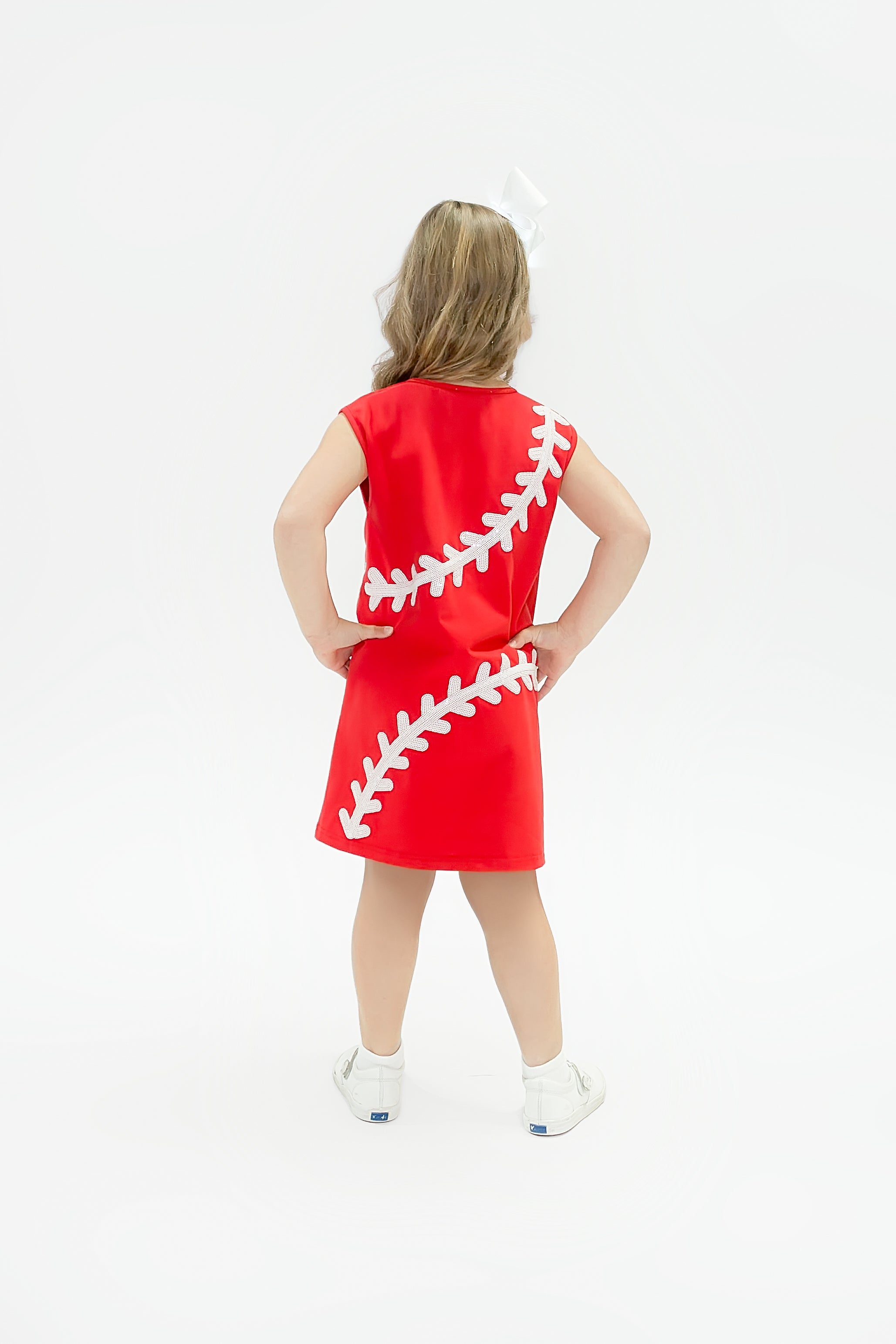 Girls Sequin Baseball Red Dress