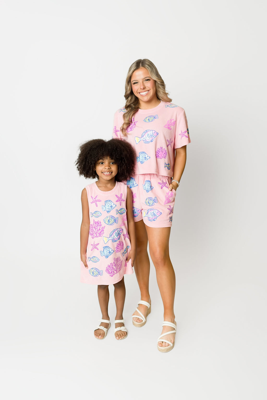 Under the Sea Terry Cloth Shorts - Light Pink