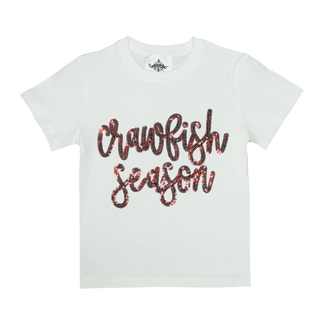 Crawfish Season Sequin White Shirt
