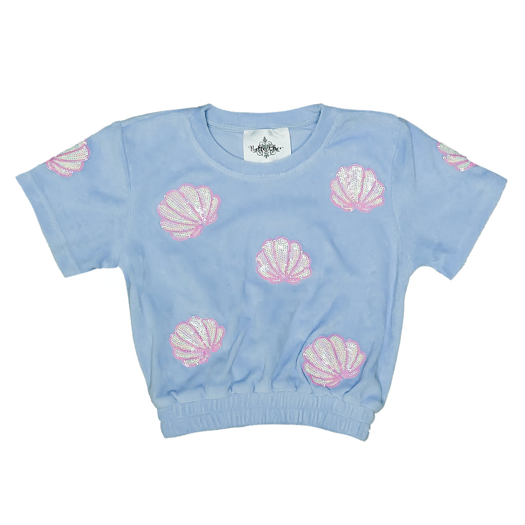 Light Blue Terry Cloth Seashell Top