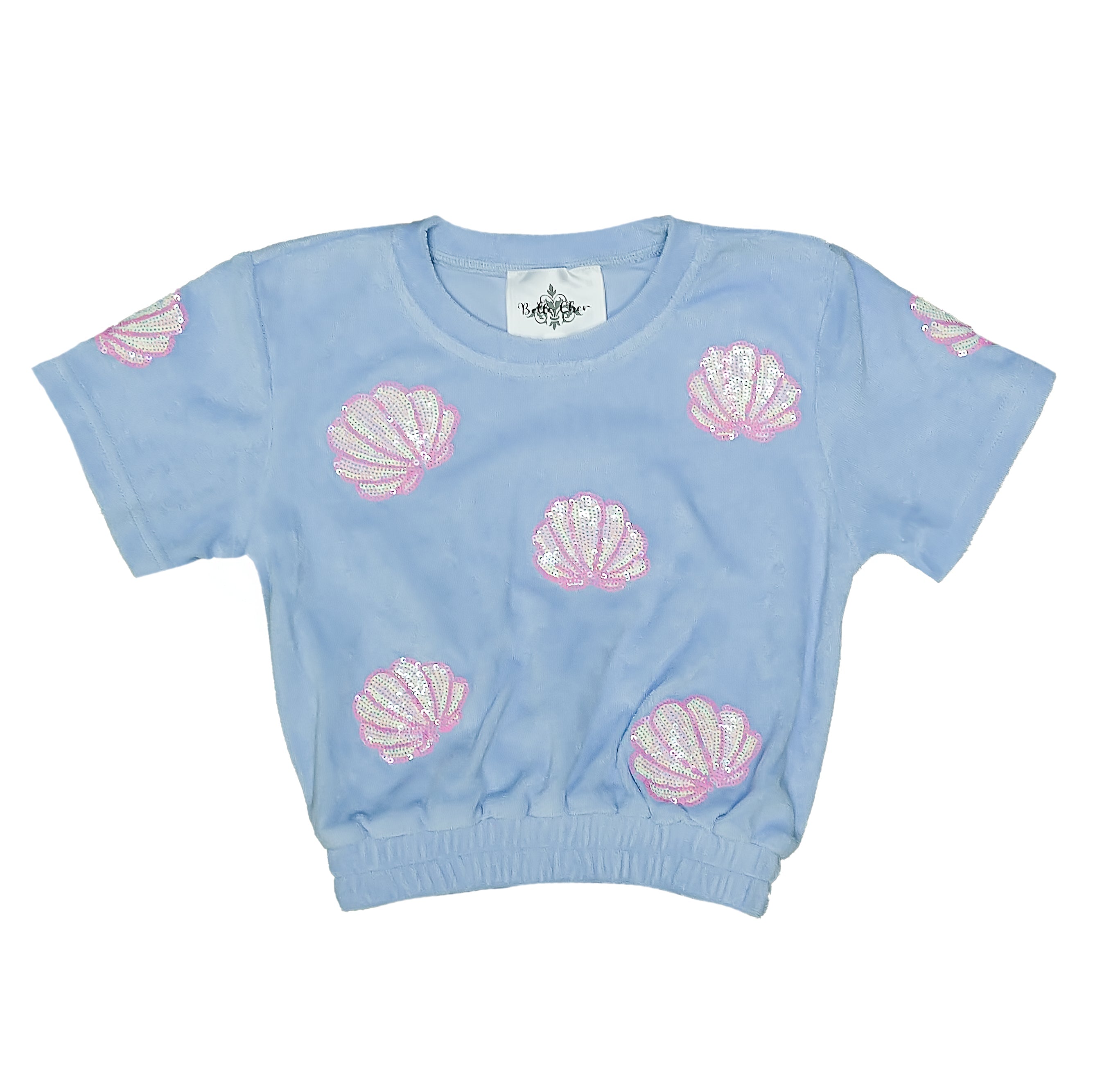Light Blue Terry Cloth Seashell Top