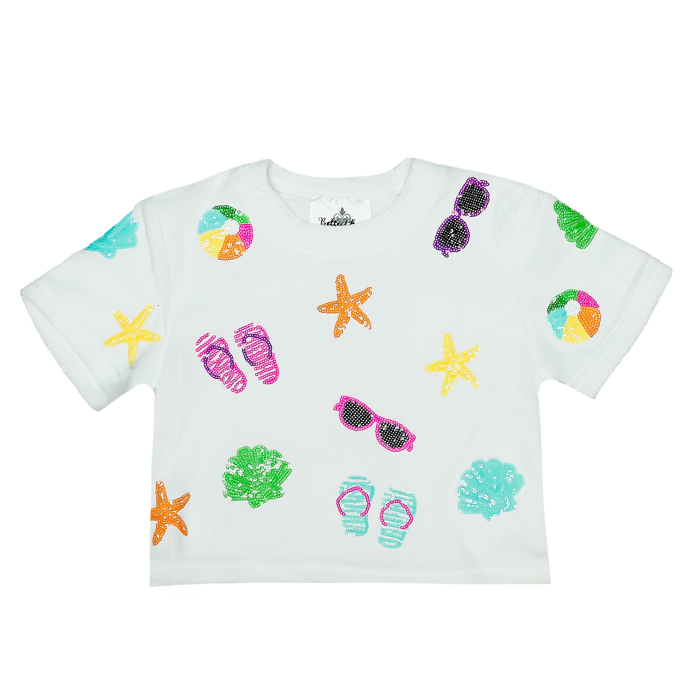 Sequin Terry Cloth Beach Top