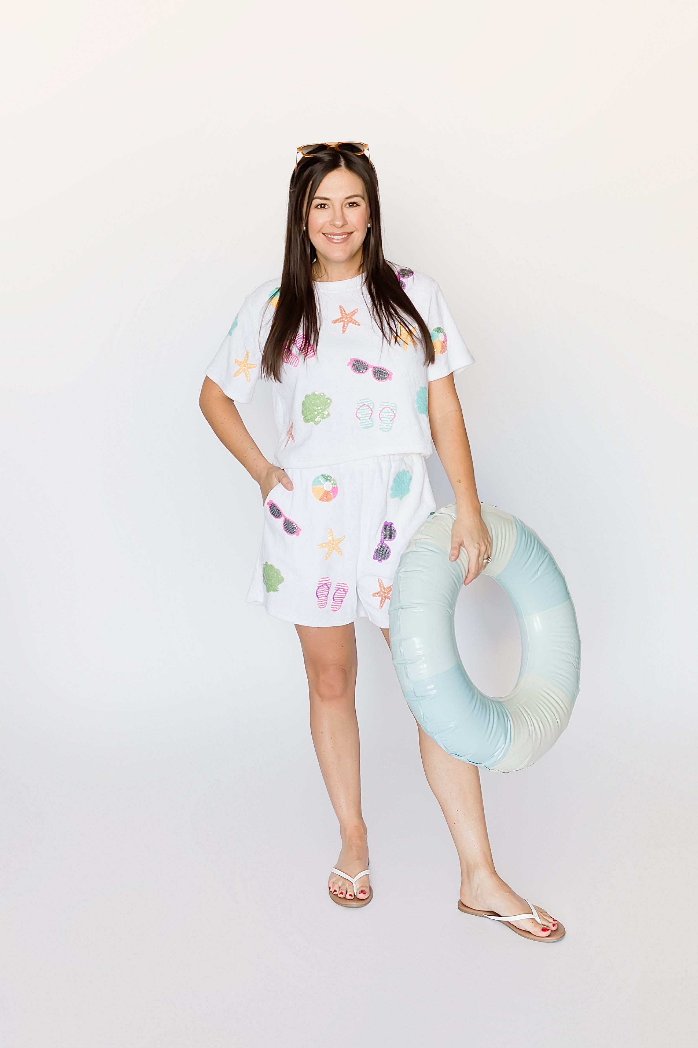 Sequin Terry Cloth Beach Top