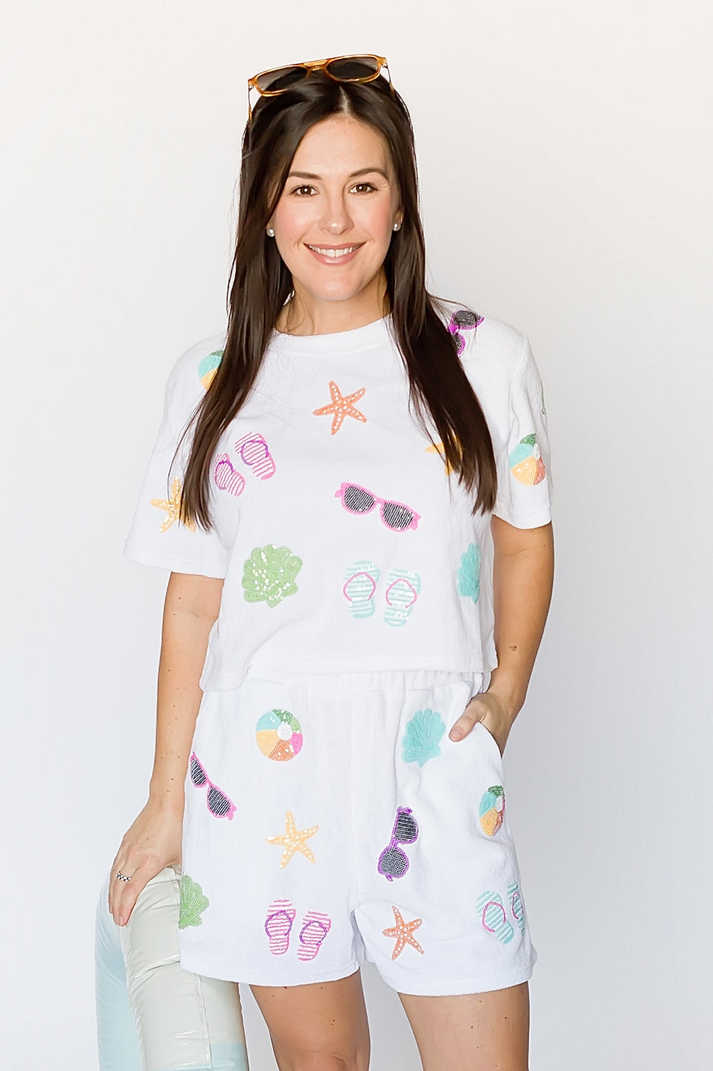 Sequin Terry Cloth Beach Top