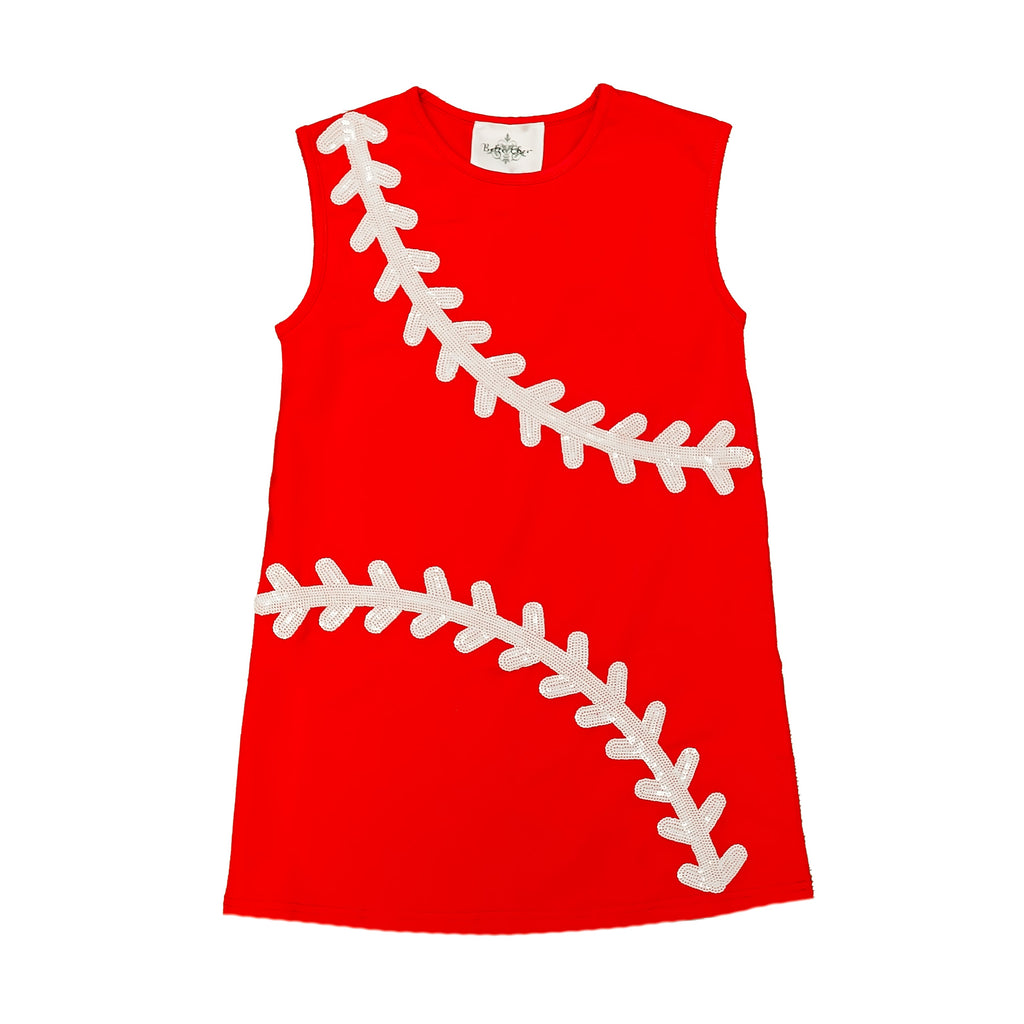 Girls Sequin Baseball Red Dress