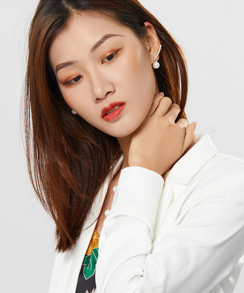 Fashion Women's S925 Silver Pearl Earrings