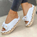 Ladies Platform Casual Roman Bow Slippers