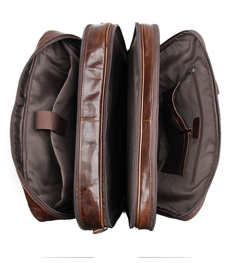 Men's Large Capacity Leather Handbag Computer Briefcase