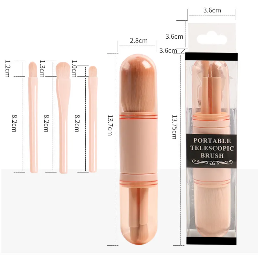 4-in-1 Retractable Portable Makeup Brush