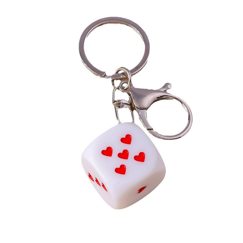 Love Dice Keychain Creative Design Oil Dripping Alloy Handmade Pendant Accessories