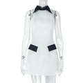 High-neck Black And White Dress Women's Elegant