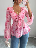 Garden Whisper Tie-Front Blouse