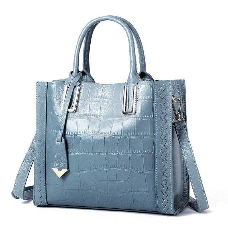 Pattern Woven Leather Tote Handbag for Women