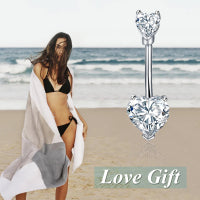 Sterling Silver Sexy Zirconia Heart Pendnt Belly Button Ring Belly Piercing for Women