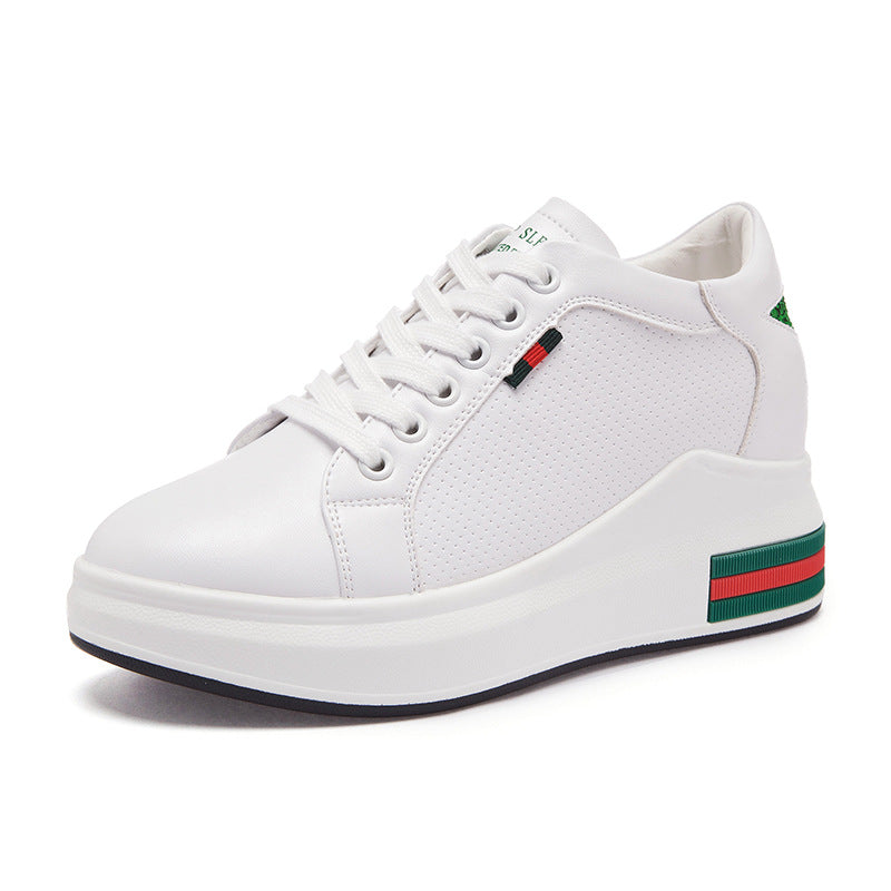 Elevated Sneakers, Versatile Lace-Up White Shoes