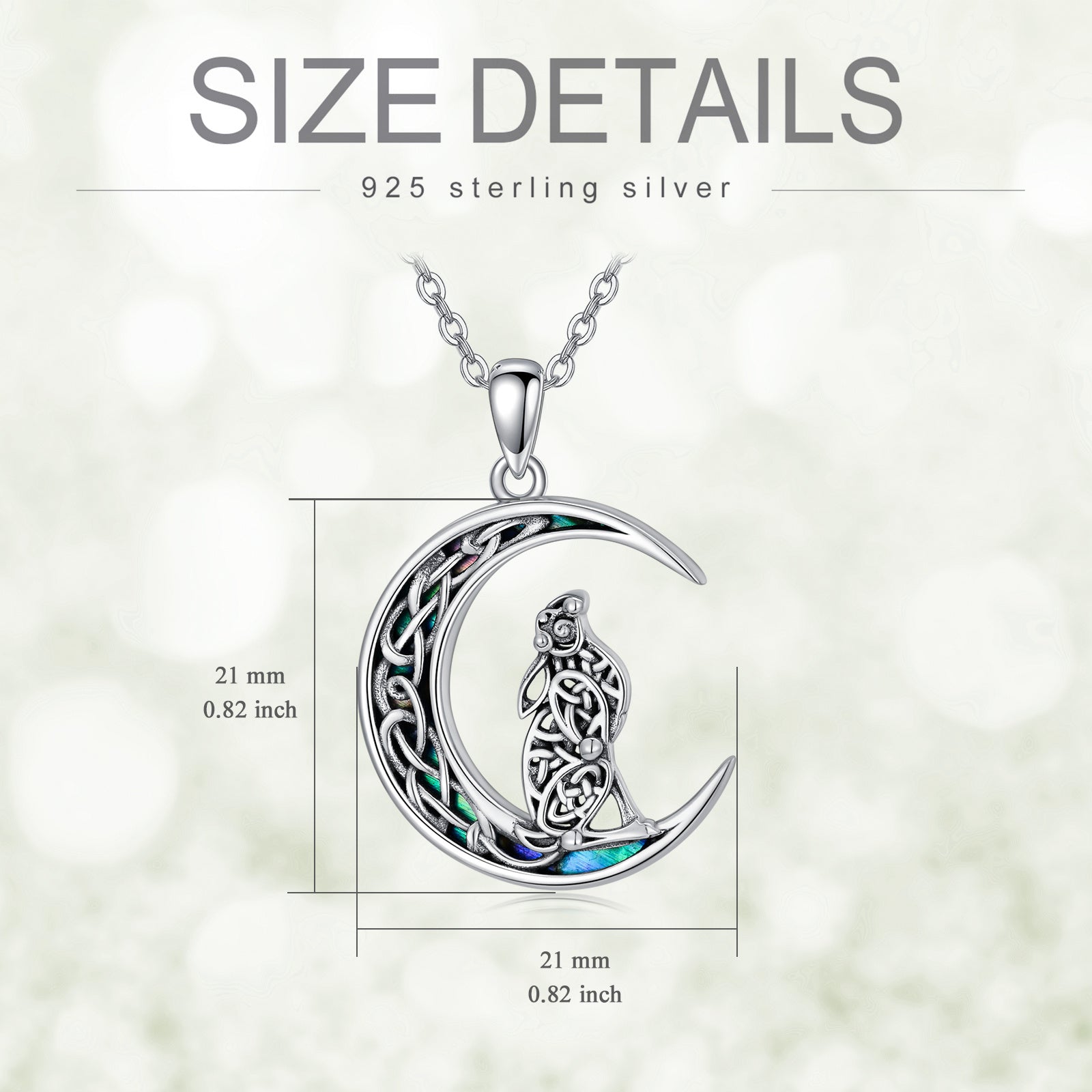 Celtic Knot Bunny Moon Necklace Sterling Silver Abalone Shellfish Pendant Jewelry Gifts