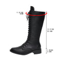 Womens Stylish Round-toe Lace-up Knee-high Boots