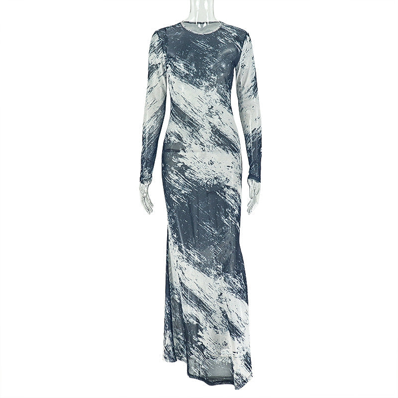 Personality Print Women's Temperament Straight Tube Hip Skirt