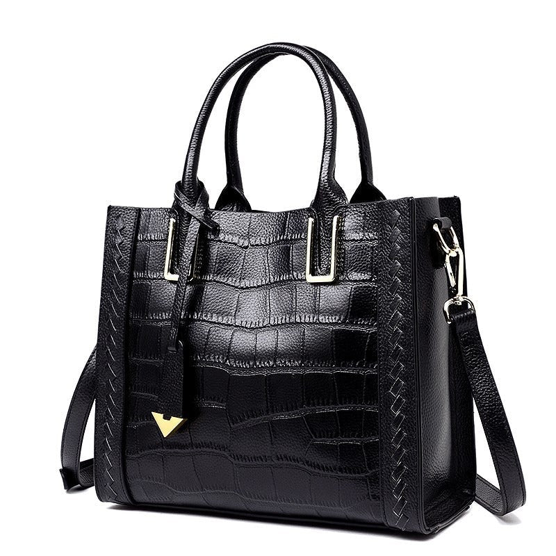 Pattern Woven Leather Tote Handbag for Women