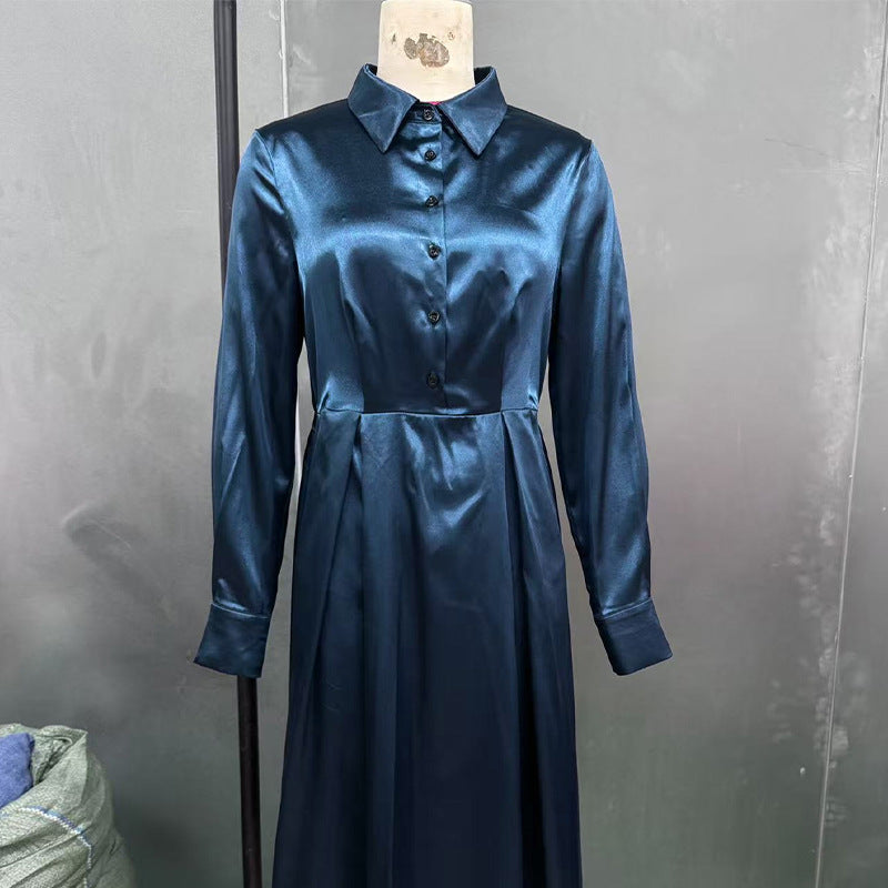 Temperament Long-sleeved Dress Autumn Solid Color A-line Skirt