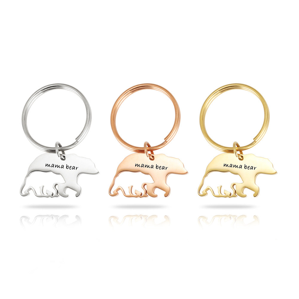 Mother's Day Stainless Steel Keychain - Mama Bear Gift