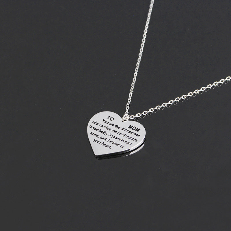 Heart-Shaped Engraved Necklace for Mother's Day Gift