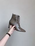 Lace-up Handsome High-heeled Martin Short Boots