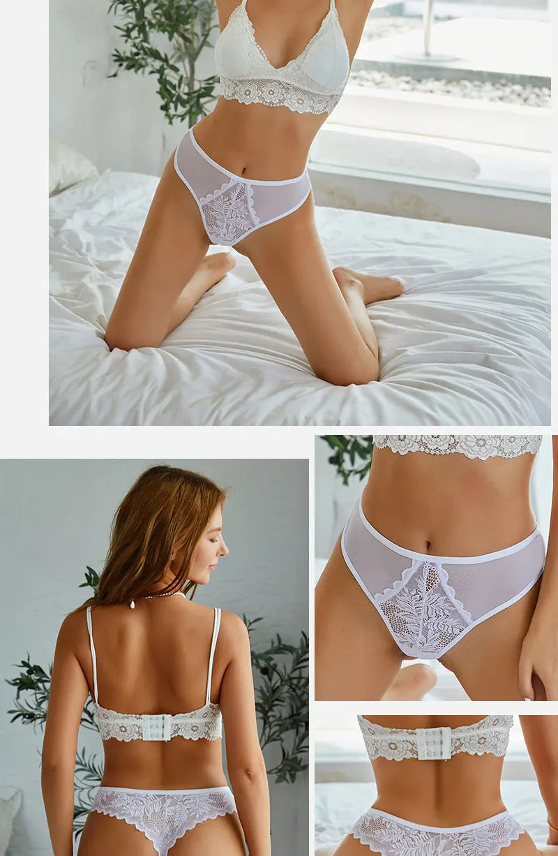 Women Sexy Lace Thongs Ladies Solid Color G-String Panties Floral Perspective Underwear Female Soft Breathable Intimate Lingerie