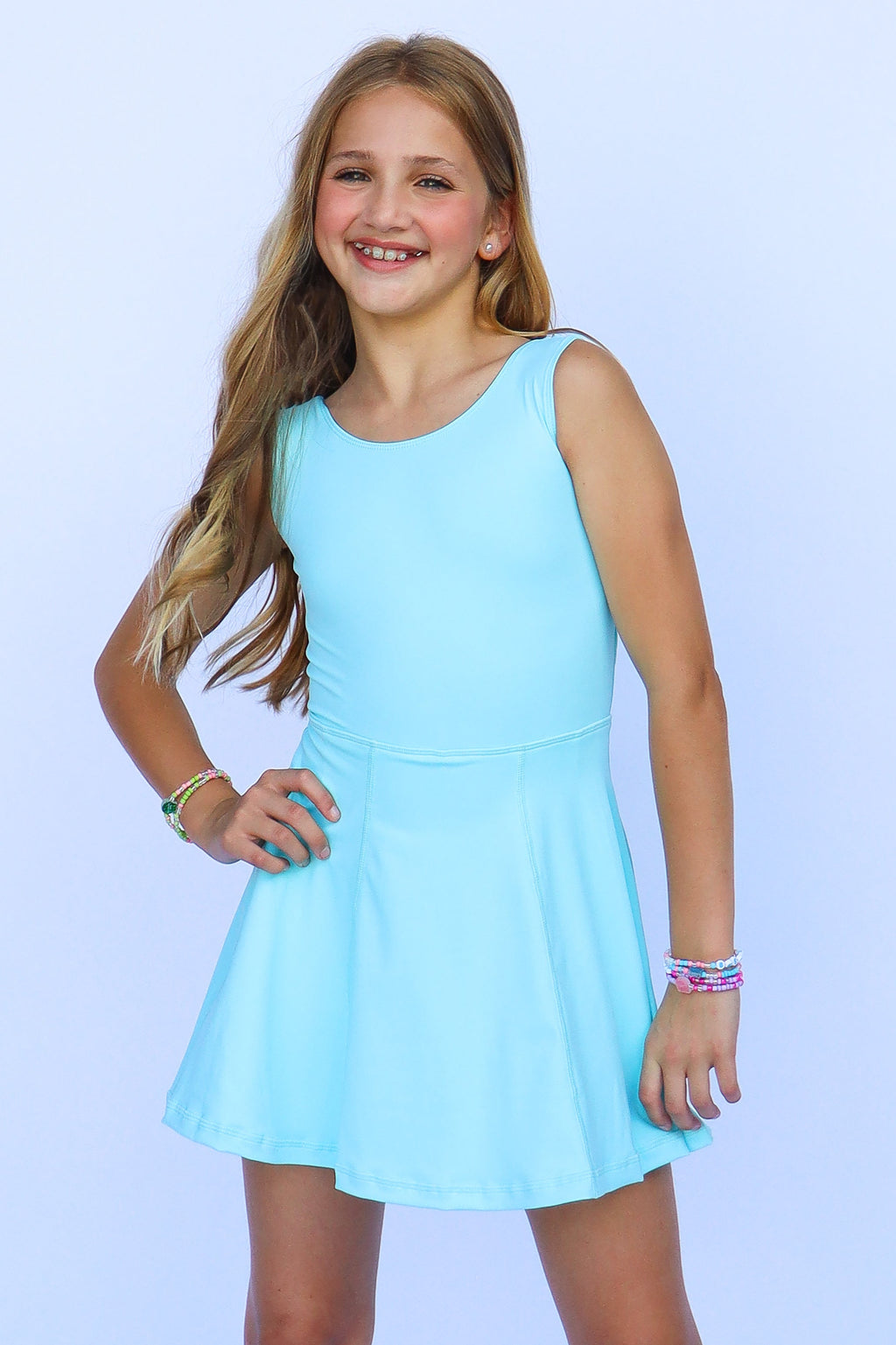 Aqua Athleisure Kids Dress with Built-In Shorts