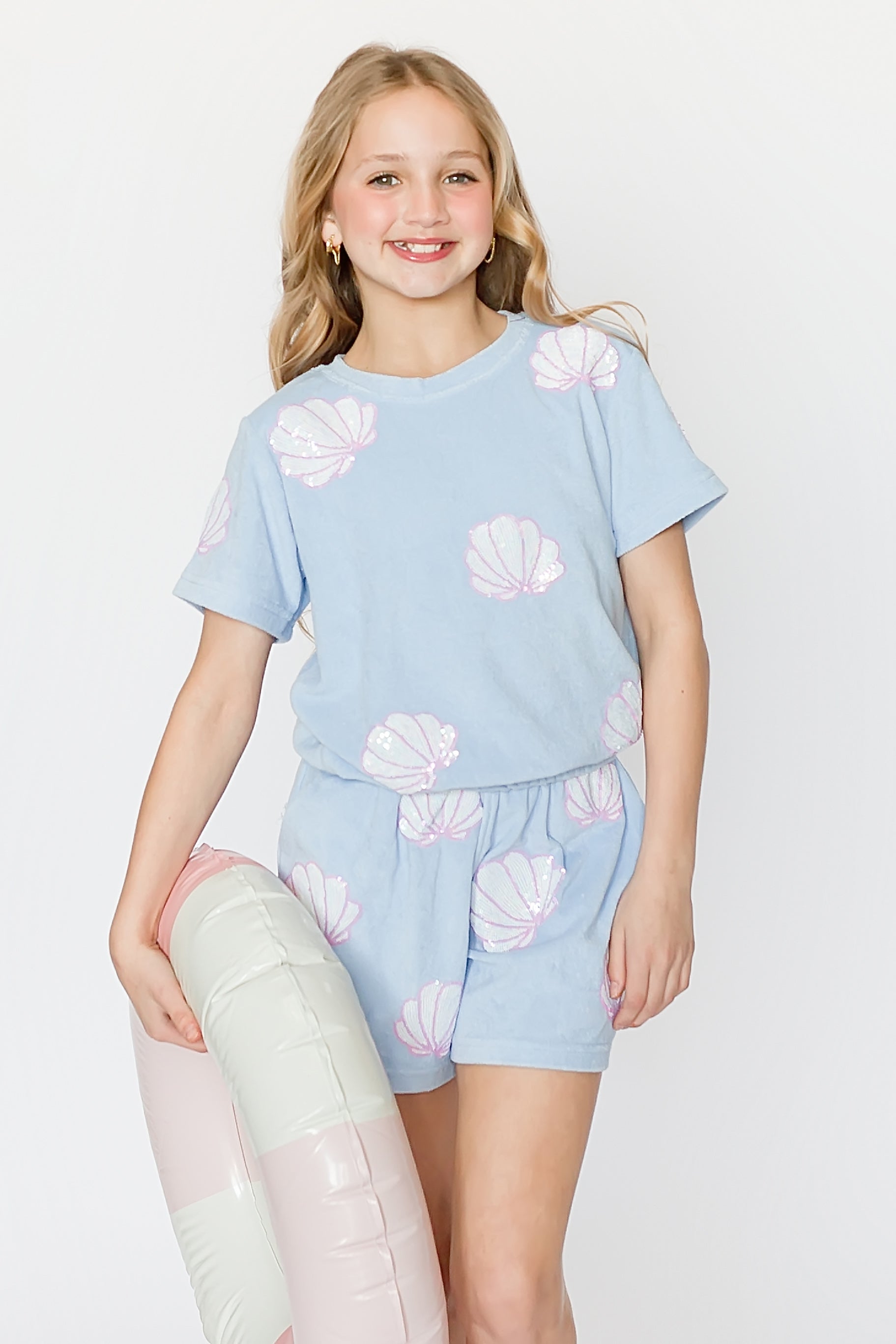 Light Blue Terry Cloth Seashell Top
