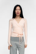 BALLERINA WRAP TOP IN POWDER PINK