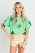 Green Sequin Clover Top