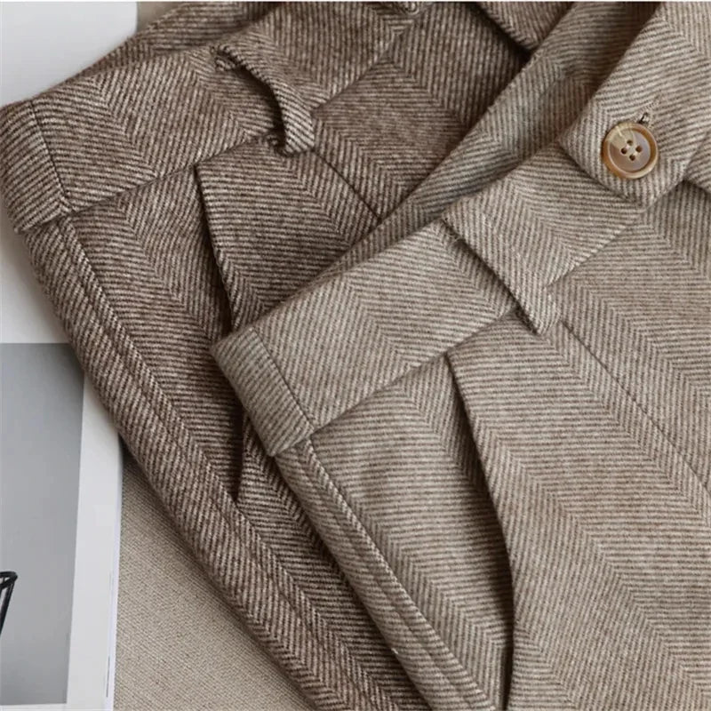 Woolen Pants Women's Harem Pencil Pants 2026 Autumn Winter High Waisted Casual Suit Pants Office Lady Women Trousers