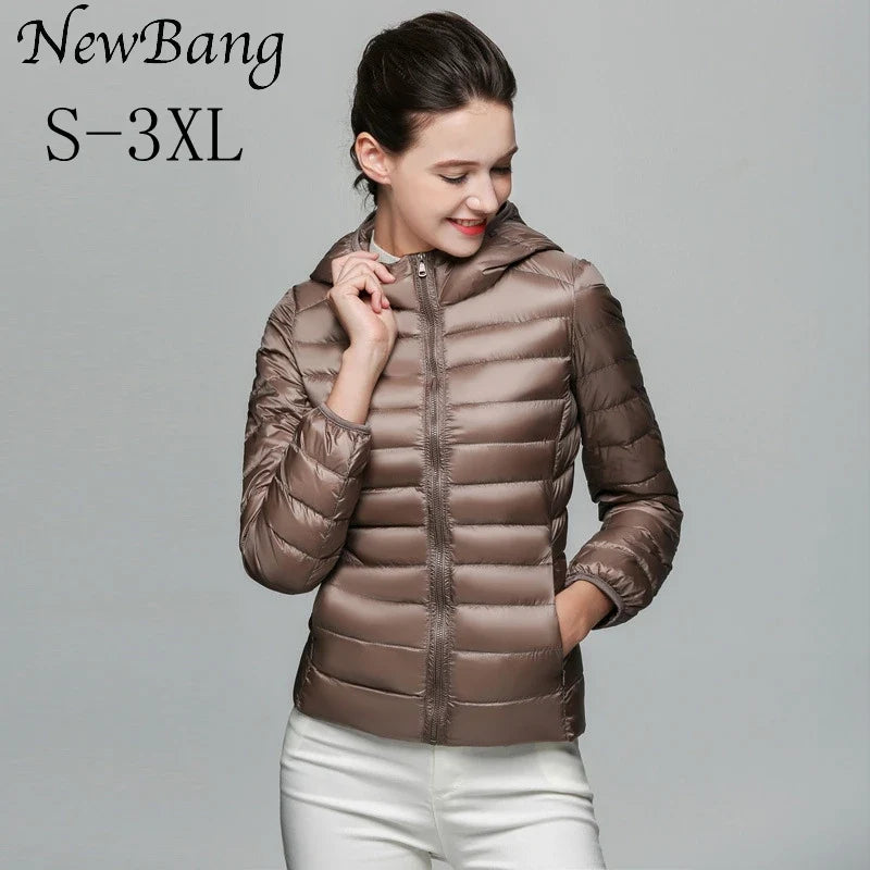 NewBang Brand Women's Down Jackets 90% Ultra Light Duck Down Women Lightweight Coat Hooded Female Windbreaker Parka Plus Coats
