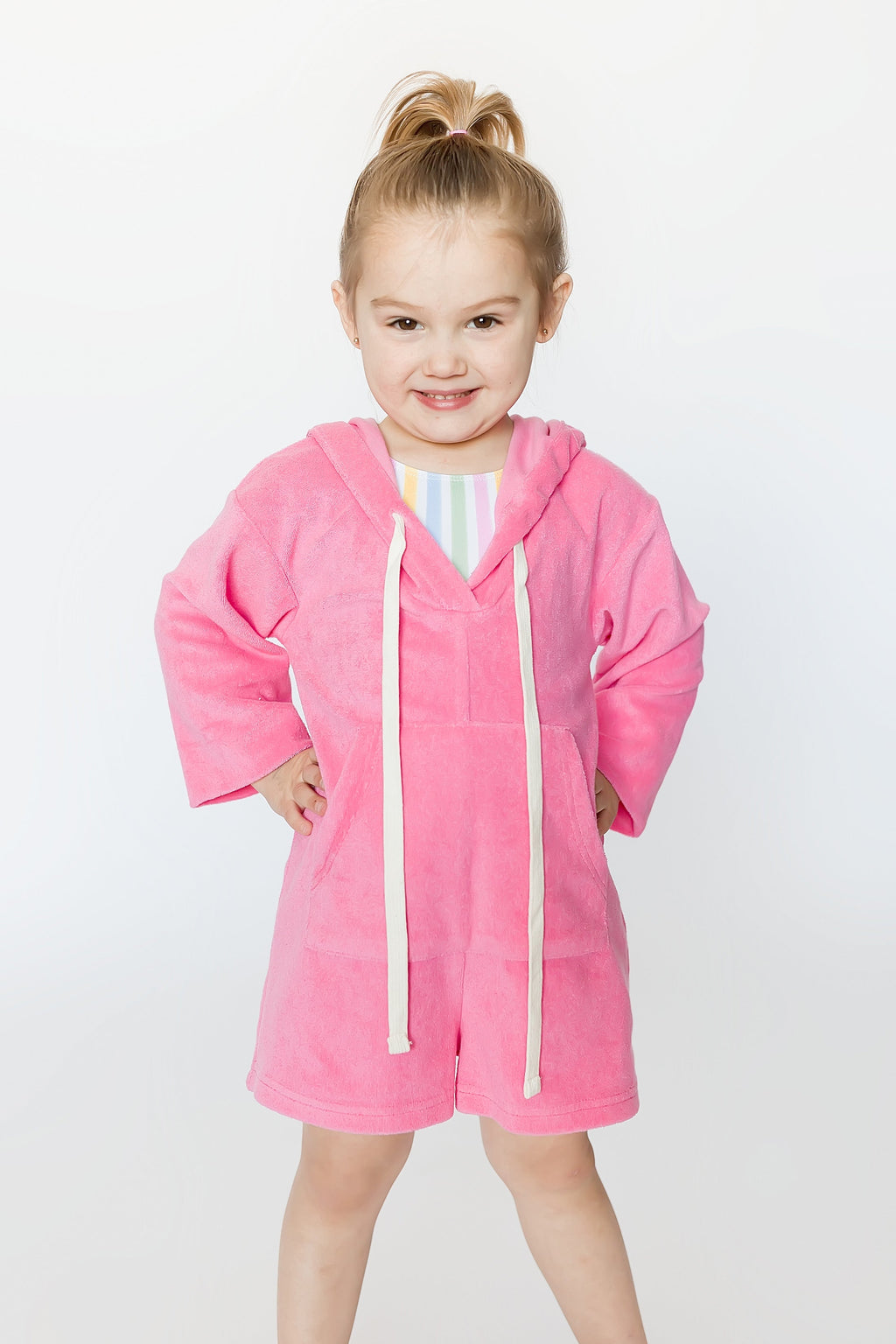 Terry Cloth Hot Pink Romper