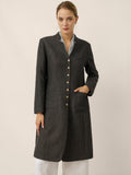 Linen Mandarin Collar Button-Up Long Shirt Jacket JORDAN