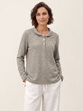 Lyocell Wool Peter Pan Collar Shell Button Knit Top ELIANE