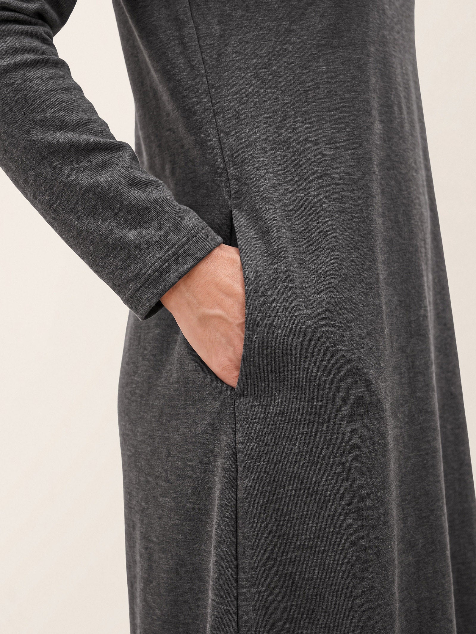 Lyocell Wool Side Button A Line Knit Midi Dress MIRENA