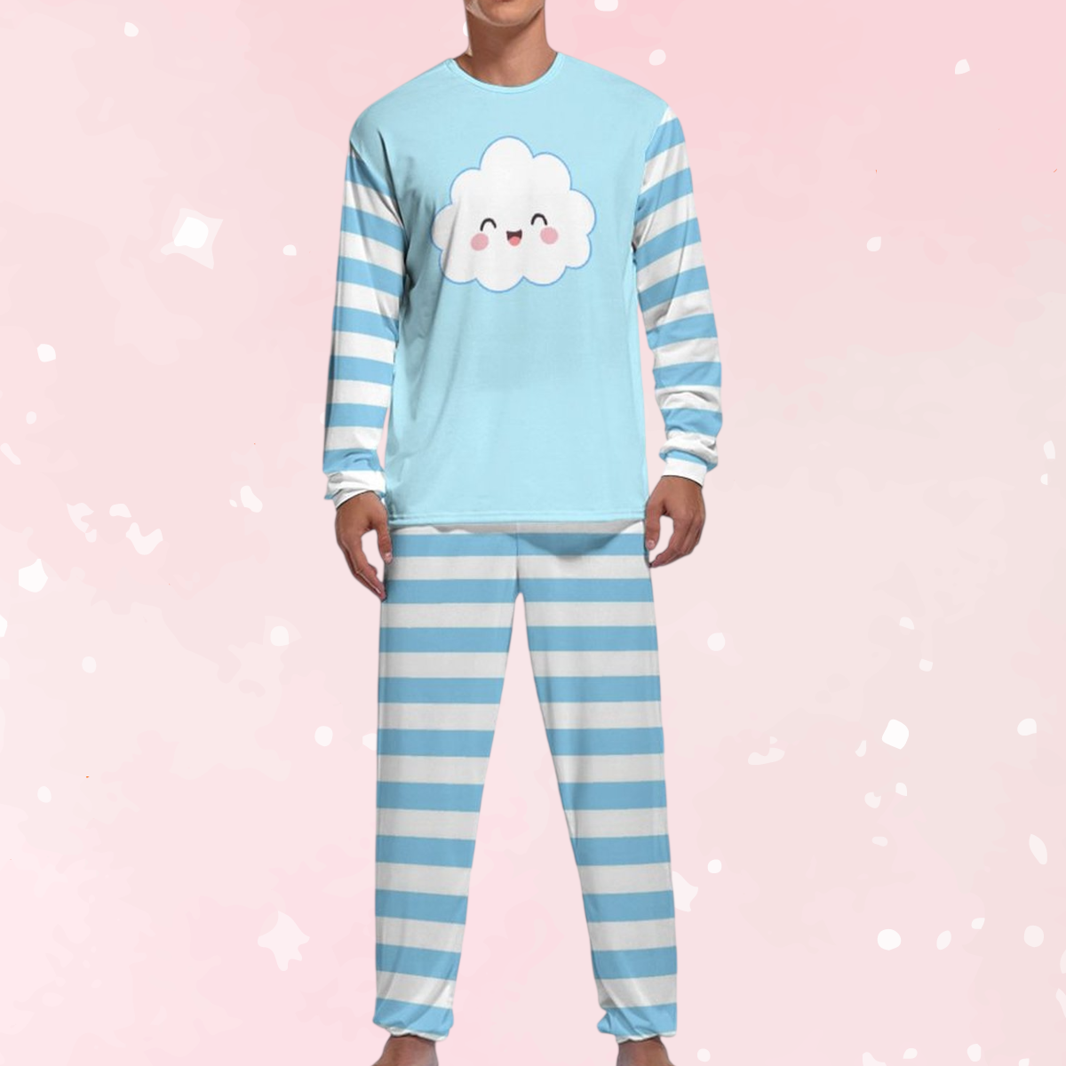 Kawaii Cloud Stripe Pajamas Set