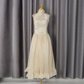 Graceful Tube Top Formal Dress Halter Slim Fit Slimming Pleated Tie Solid Color Dress Women