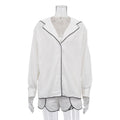 Women Clothing Shirt Casual Simple Polo Collar Long Sleeve Cardigan Top Shorts Two Piece Set