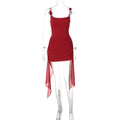 Arrival Nightclub Sexy Lace up Stitching Floral Sheath Ribbon Strap Dress for Women