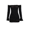 Autumn Solid Color off Shoulder Sexy Long Sleeve Narrow High Waist Women Dress