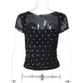 Summer Retro Sexy Polka Dot Print Tube Top Stitching Voile Short Sleeve Top for Women
