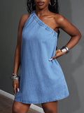 Casual Outing Summer Women Denim One Piece Dress