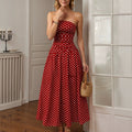 Summer Polka Dot Tube Top Dress Women Slim Fit A line Dress