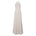 French Elegant Lace Stitching Ruffle Fitted Waist Backless Halter Dress Sexy Slim Vest Maxi Dress for Women