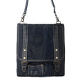 Myra Dustrider upcycled canvas vintage style Concealed-Carry bag for Women in black with leather detail