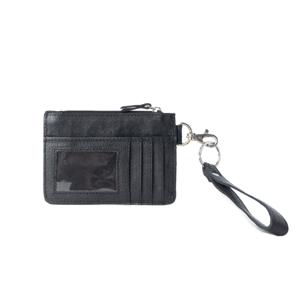 Myra Hand Hewn Western Card Holder for Women in Brown with handtooled detail