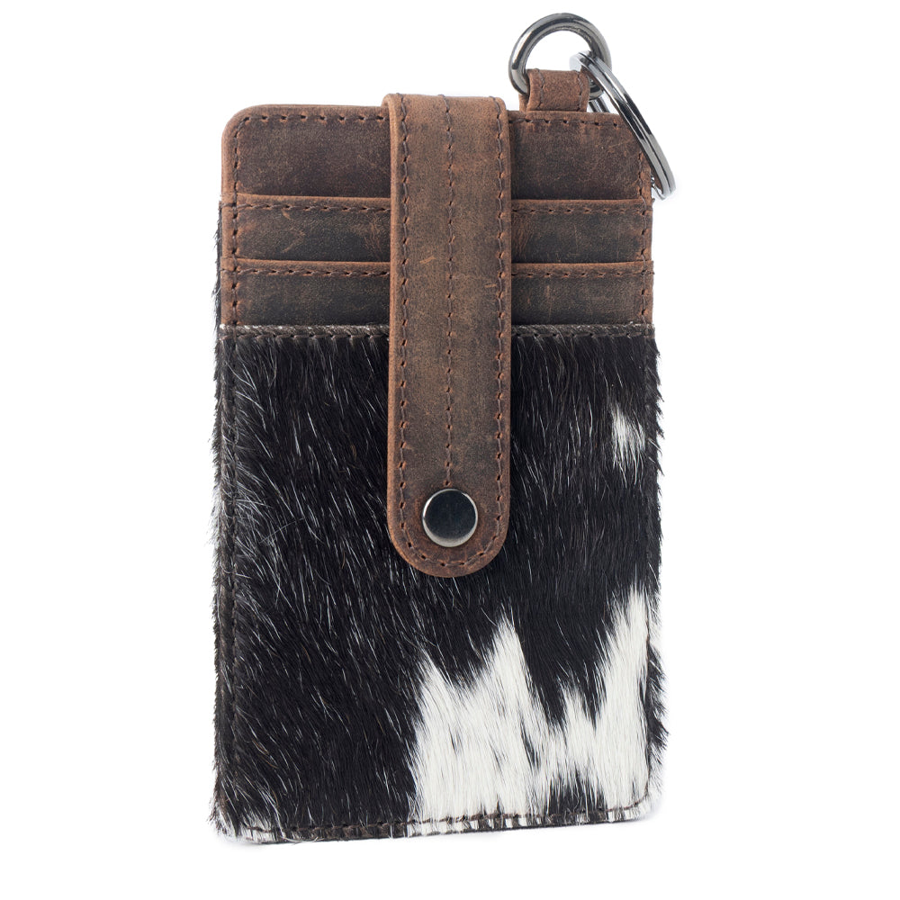 Myra Roper Card Holder for Women in black with hair-on detail